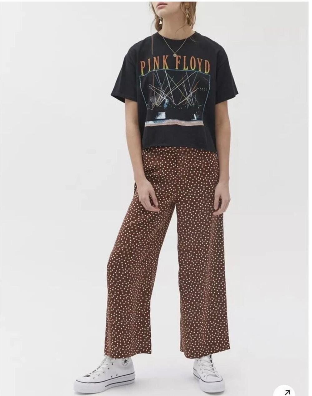 URBAN OUTFITTERS Pants XL Wide Leg Chocolate Brown Polka Dot High Rise Cropped